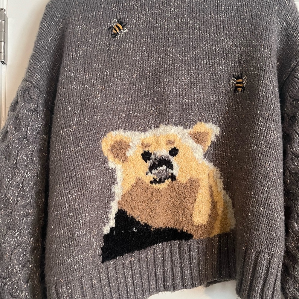 Anthropologie Pilcro Bear Cardigan Sweater Free People 1X Large Knit - Picture 5 of 5
